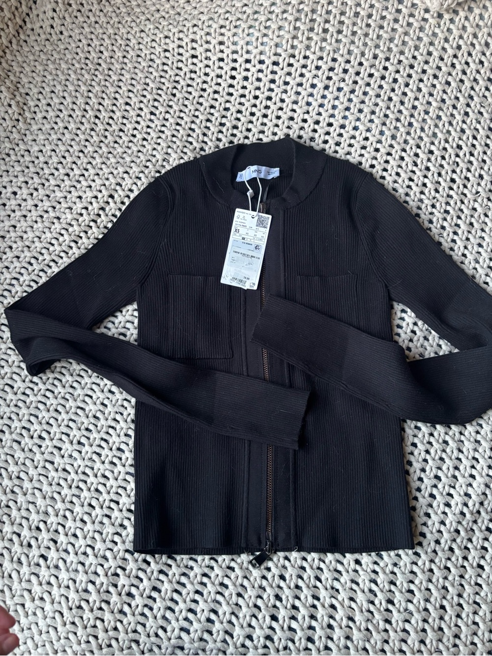 Mango Zip-Front Ribbed Jacket